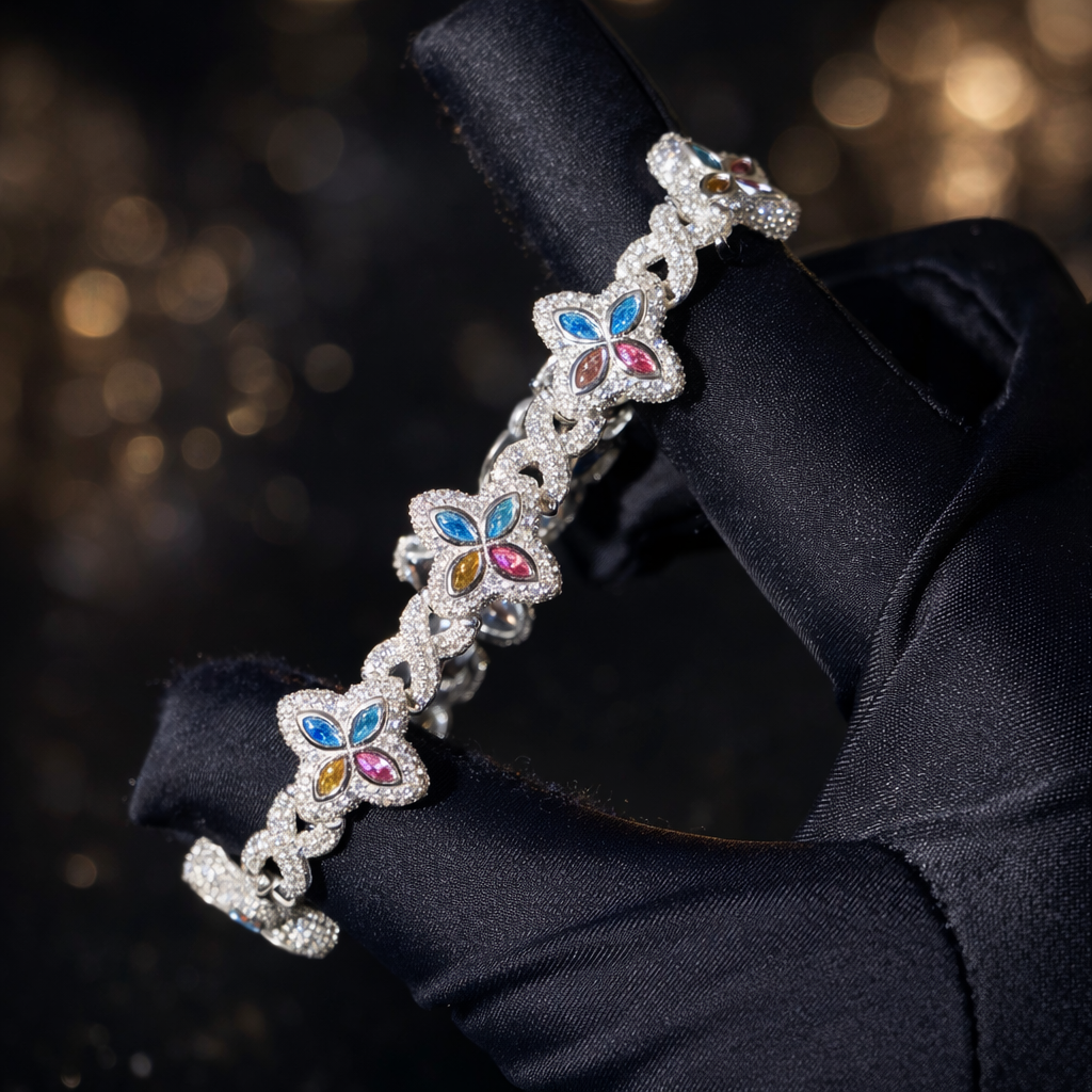 Pulsera Infinite Trebol Moissanita Plata 925