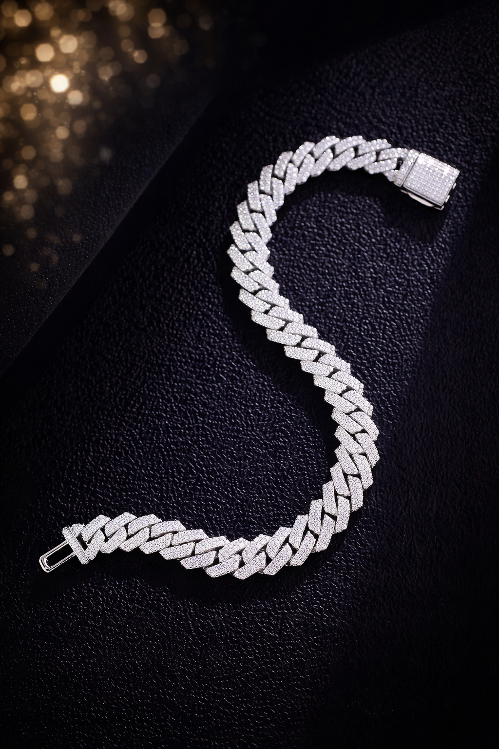 Pulsera Miami Moissanita 8mm - Plata 925