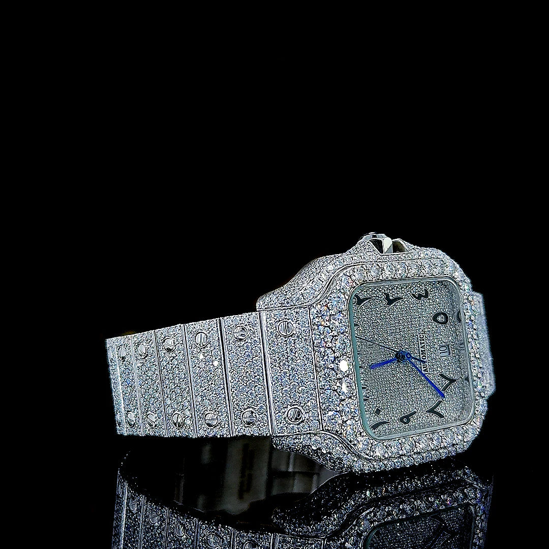 Reloj Santos Arabic Full Diamond Moissanita 40MM