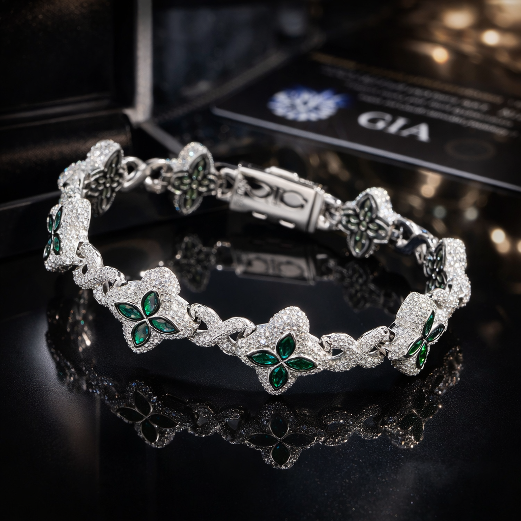 Pulsera Infinite Trebol Moissanita Plata 925