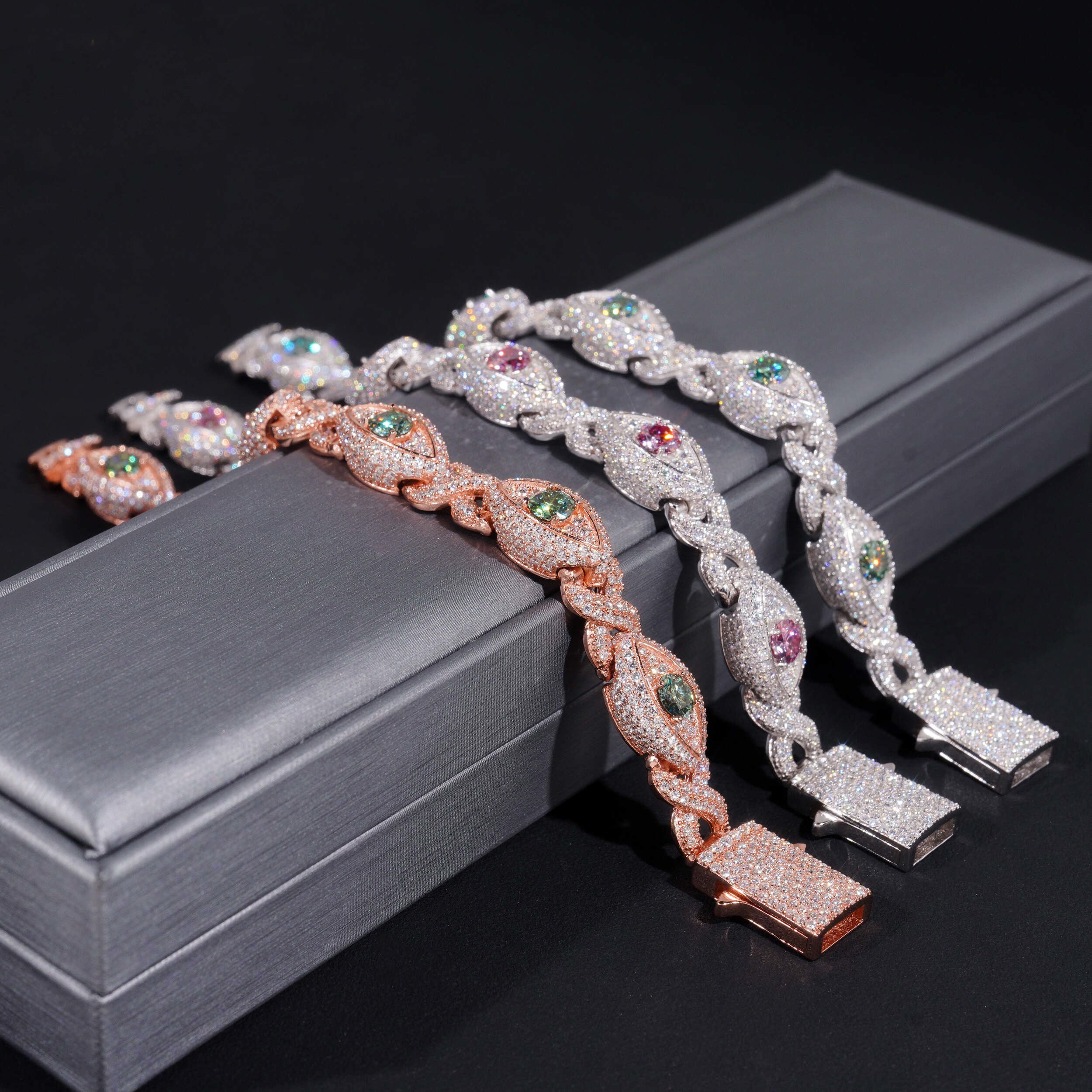 Miami Moissanite bracelet 12mm silver 925