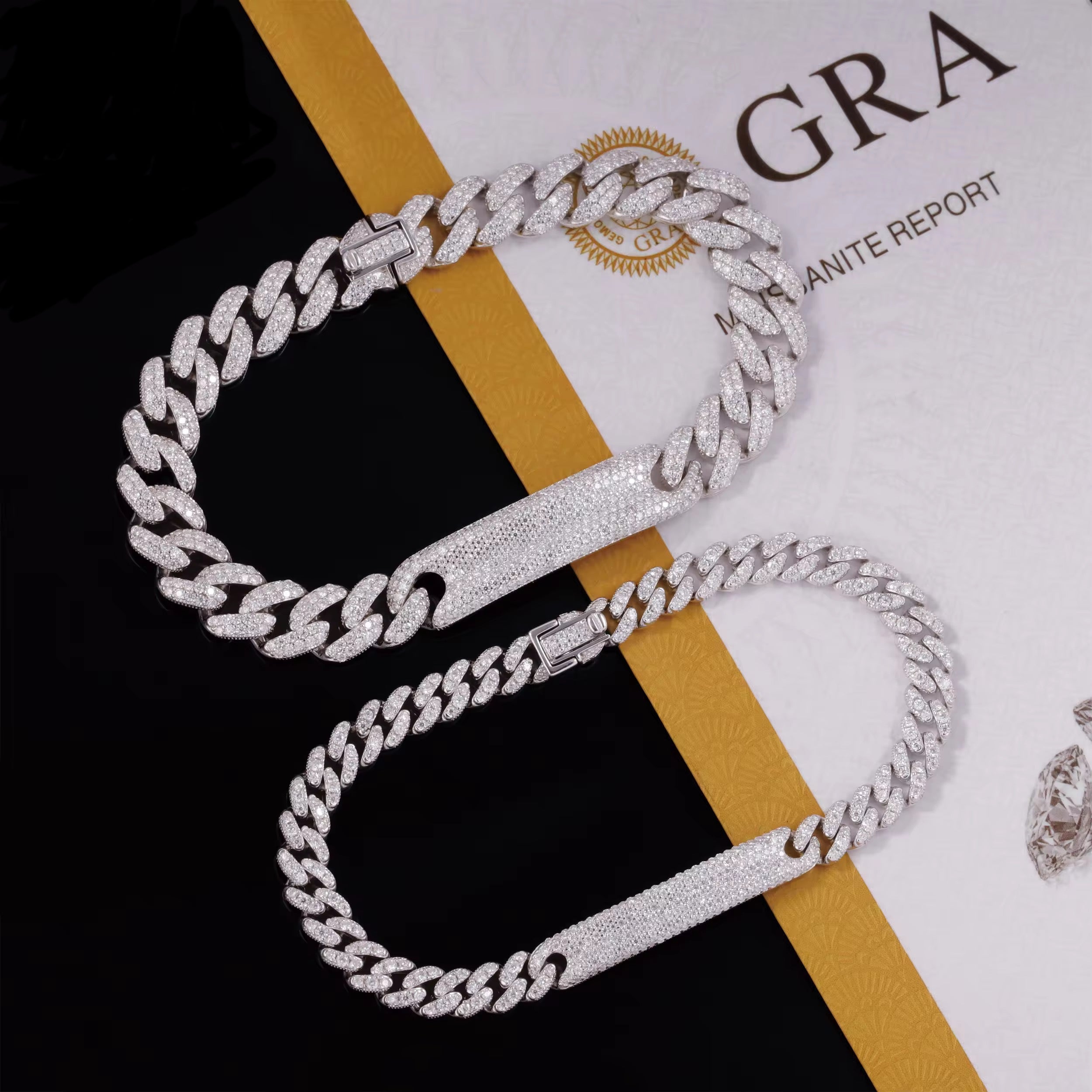 Miami Moissanite bracelet 12mm silver 925