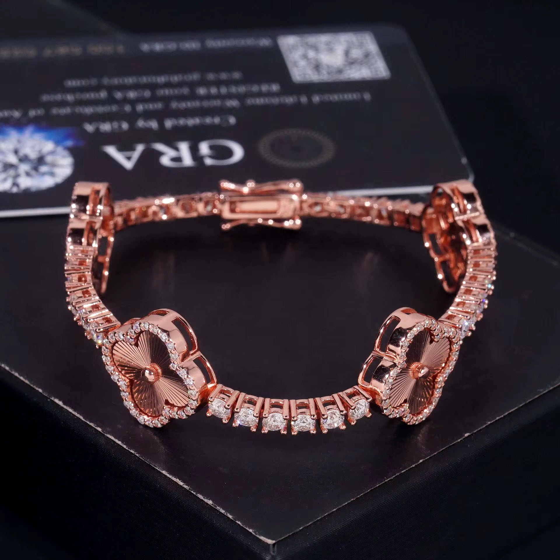 Pulsera Tennis Trébol Moissanita Plata 925