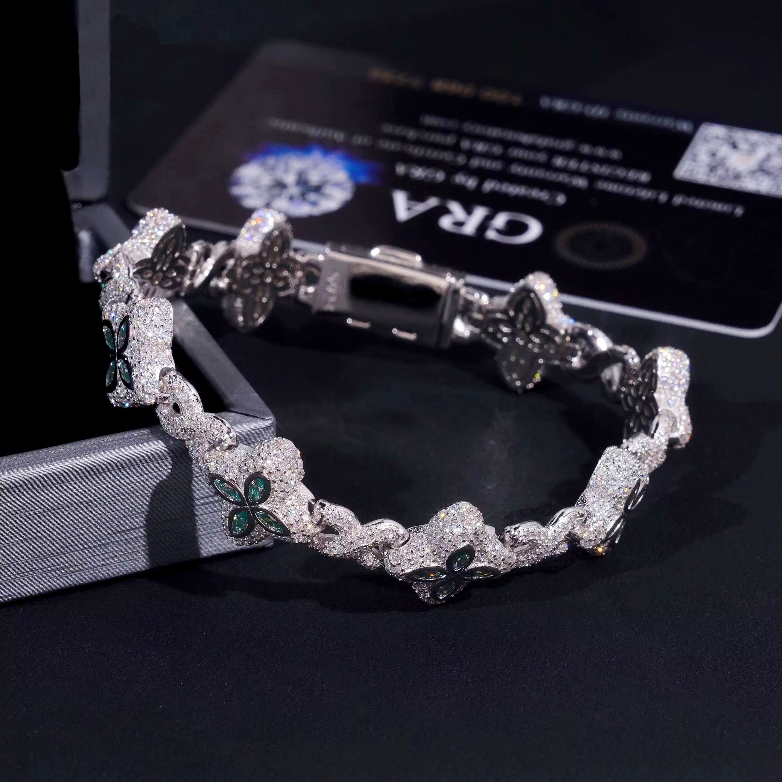 Miami Moissanite bracelet 12mm silver 925