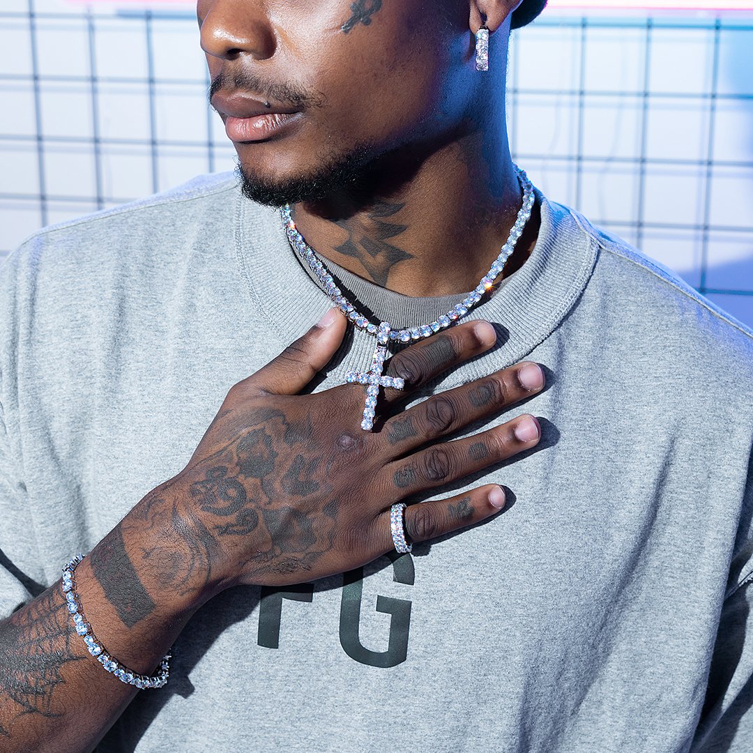 Cadena Cruz Diamantada Plata 925 Moissanita