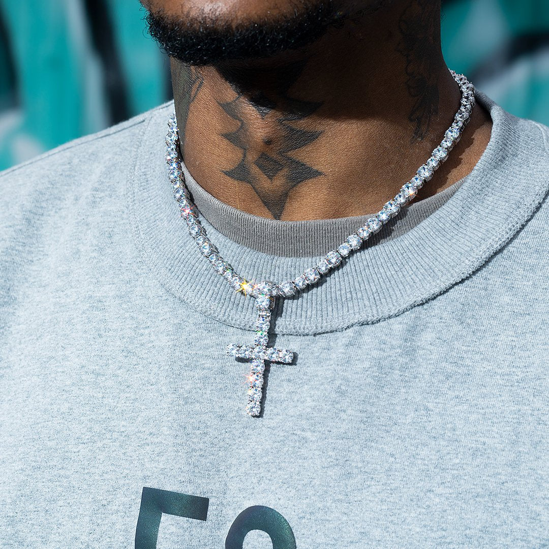 Cadena Cruz Diamantada Plata 925 Moissanita