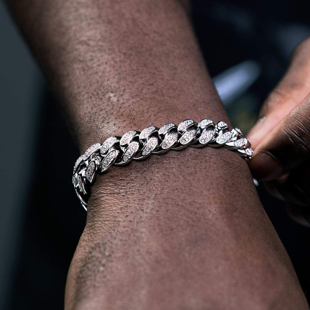 Cuban Moissanite bracelet 12mm silver 925