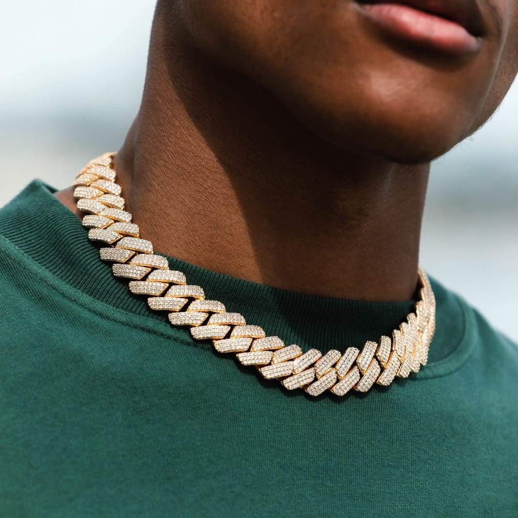 Cadena Miami Moissanita 20mm Vermeil