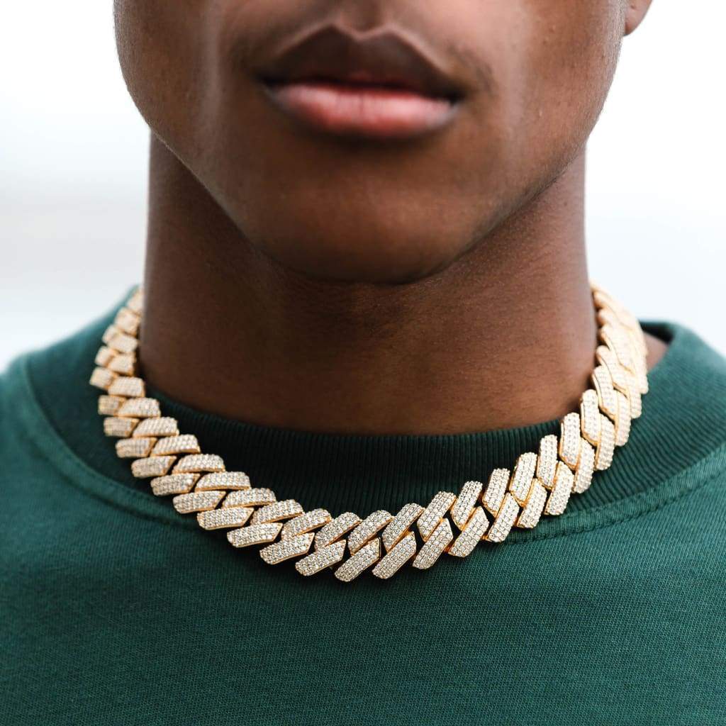 Cadena Miami Moissanita 20mm Vermeil