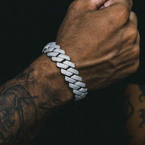 Miami Moissanite Bracelet 20mm - Silver 925