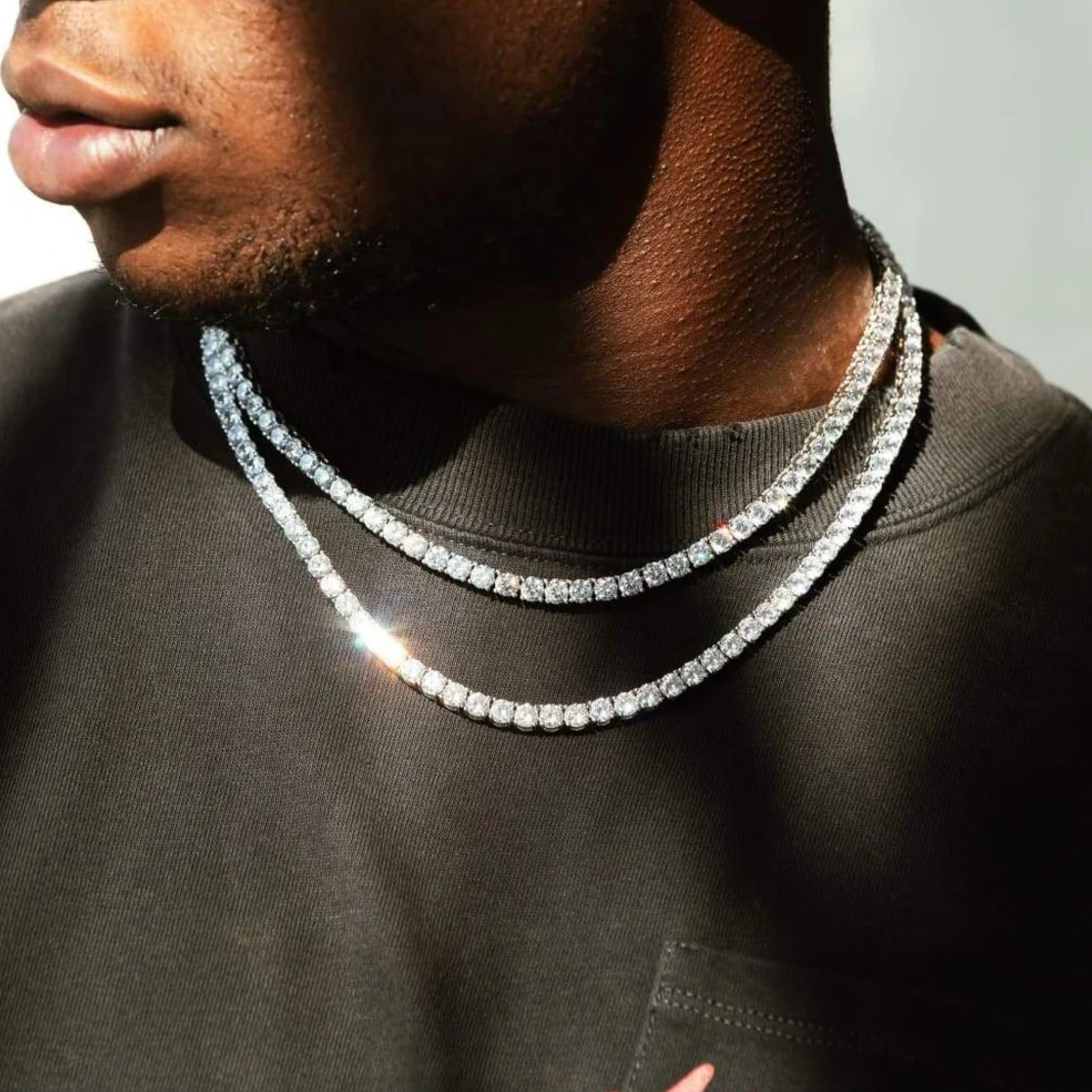 Silver tennis chain mens deals
