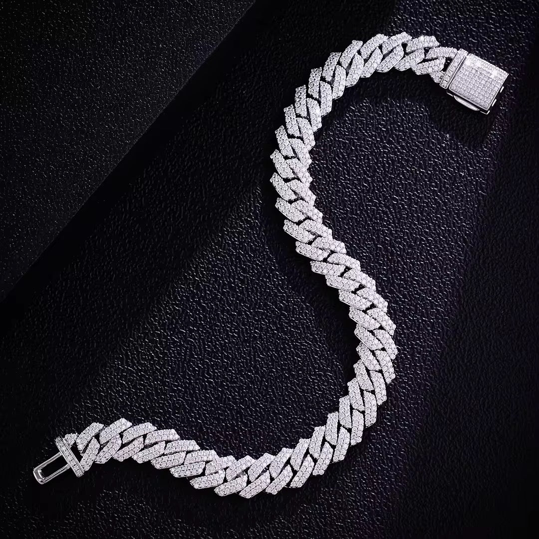 Miami Moissanite Armband 12mm Silber 925