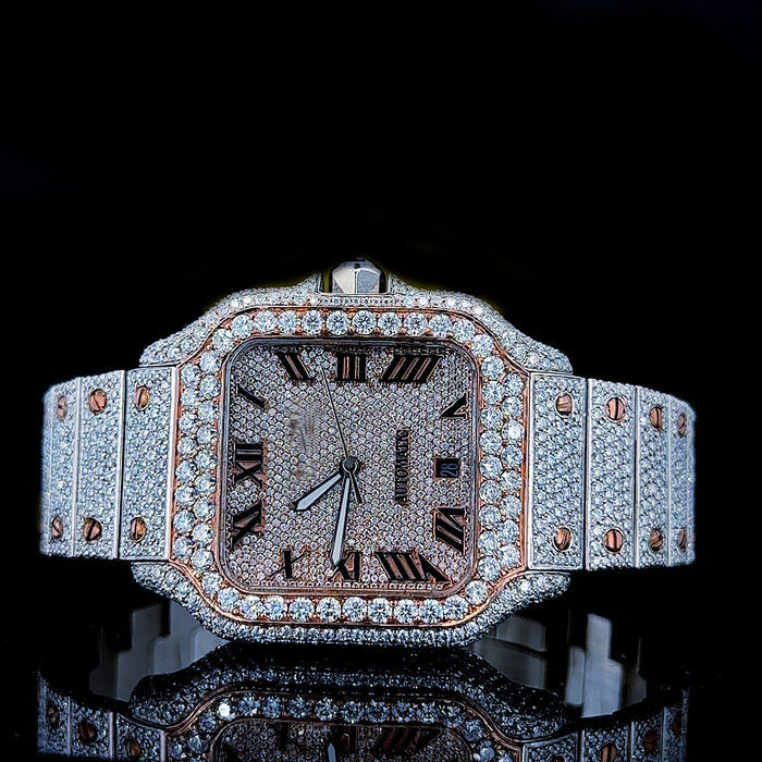 Reloj Santos Full Diamond Moissanita Dos Todos 40MM