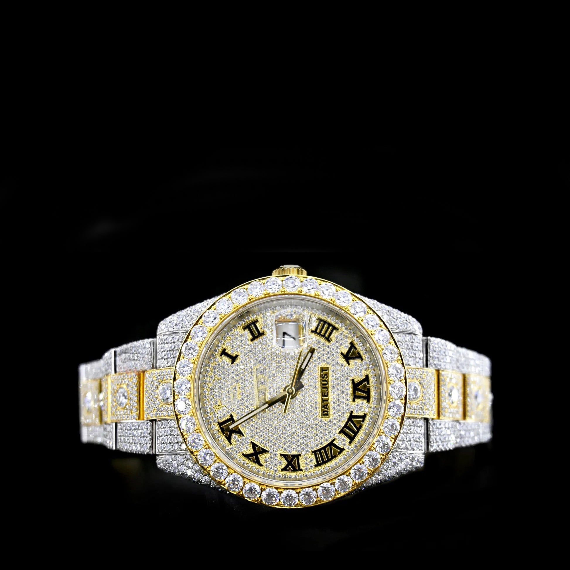 Reloj Alfa Full Diamond Moissanita Dos Tonos 41MM