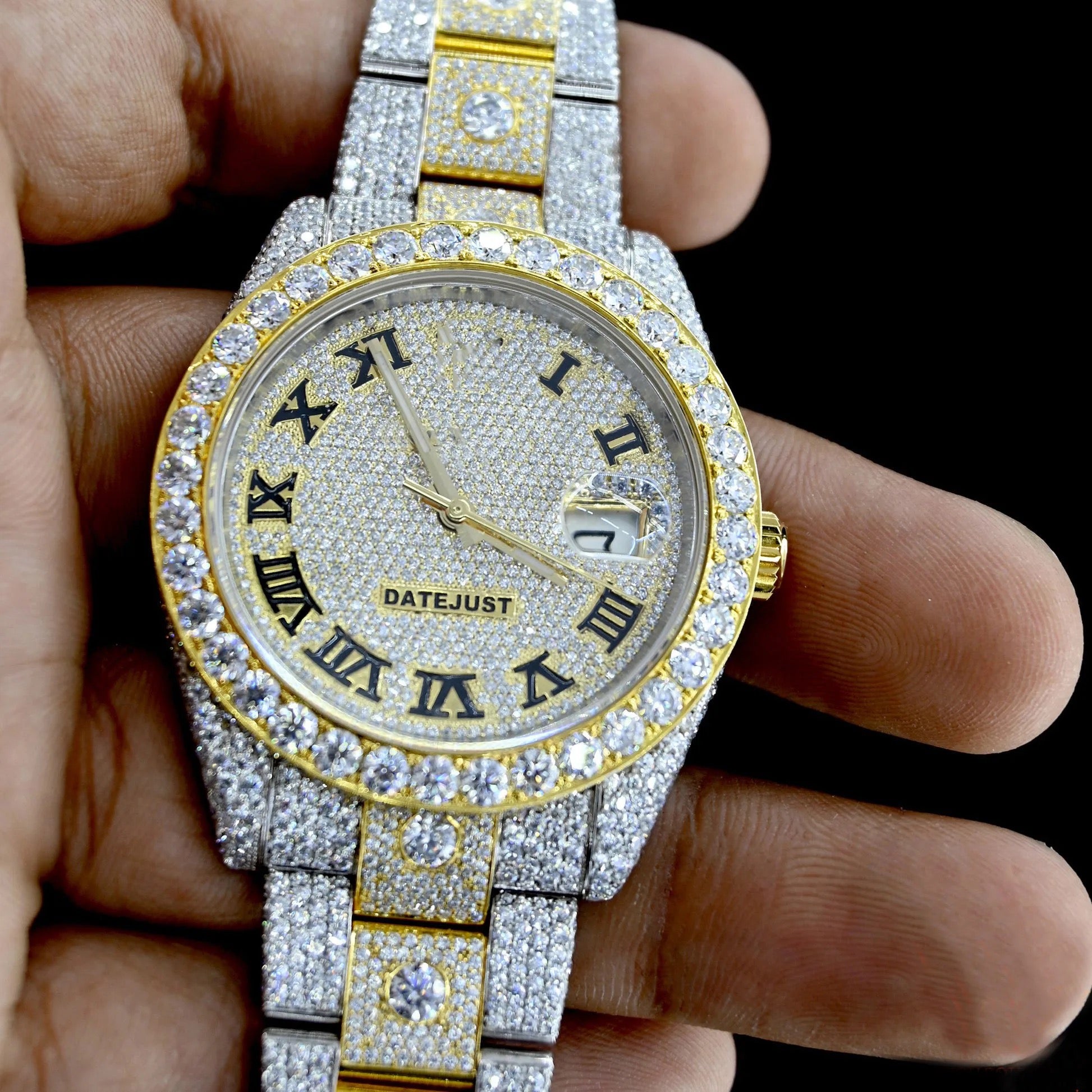 Reloj Alfa Full Diamond Moissanita Dos Tonos 41MM