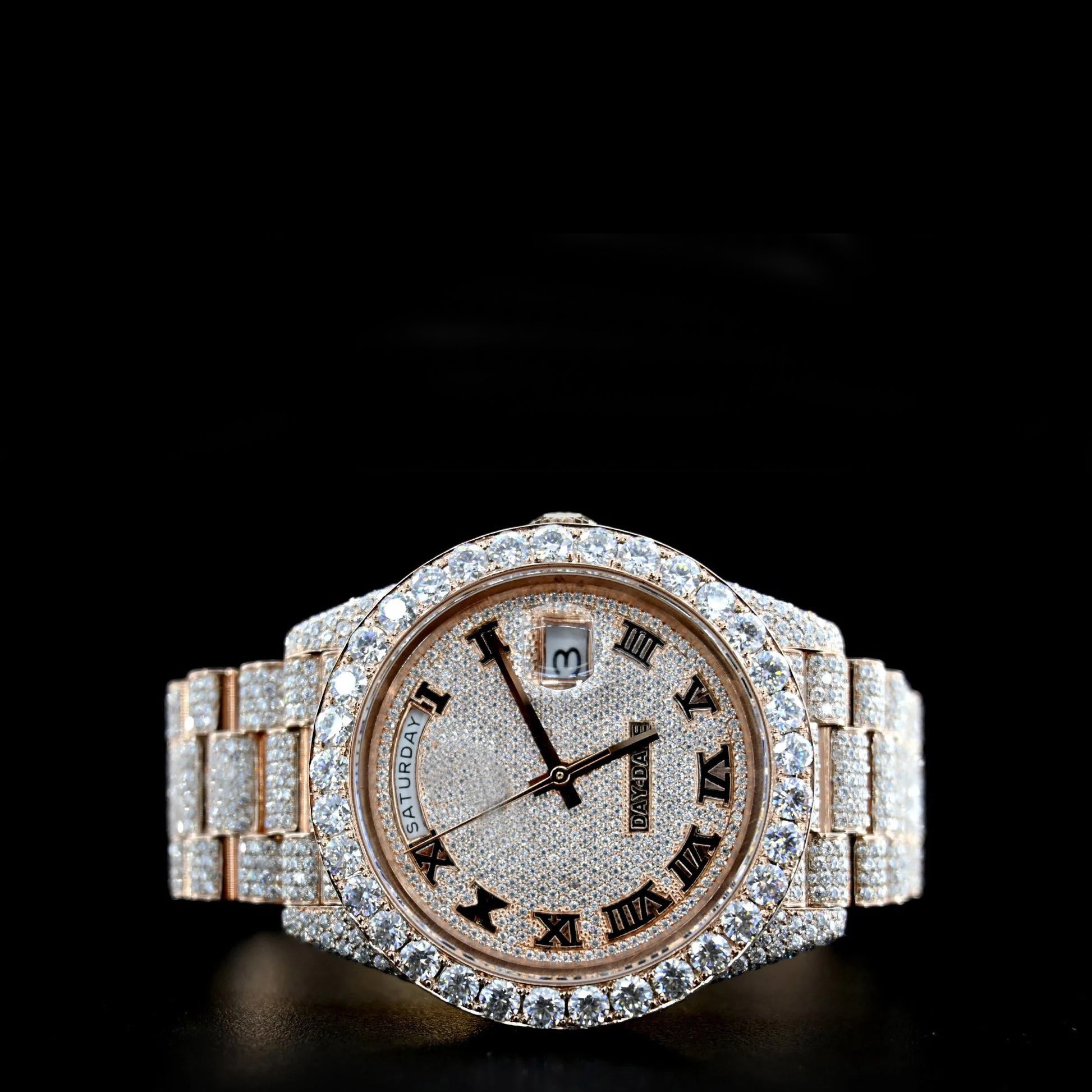 Reloj Alfa Full Diamond Moissanita Rose Gold 41MM