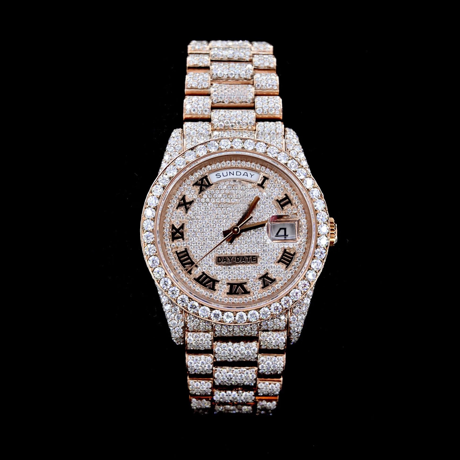 Reloj Alfa Full Diamond Moissanita Rose Gold 41MM