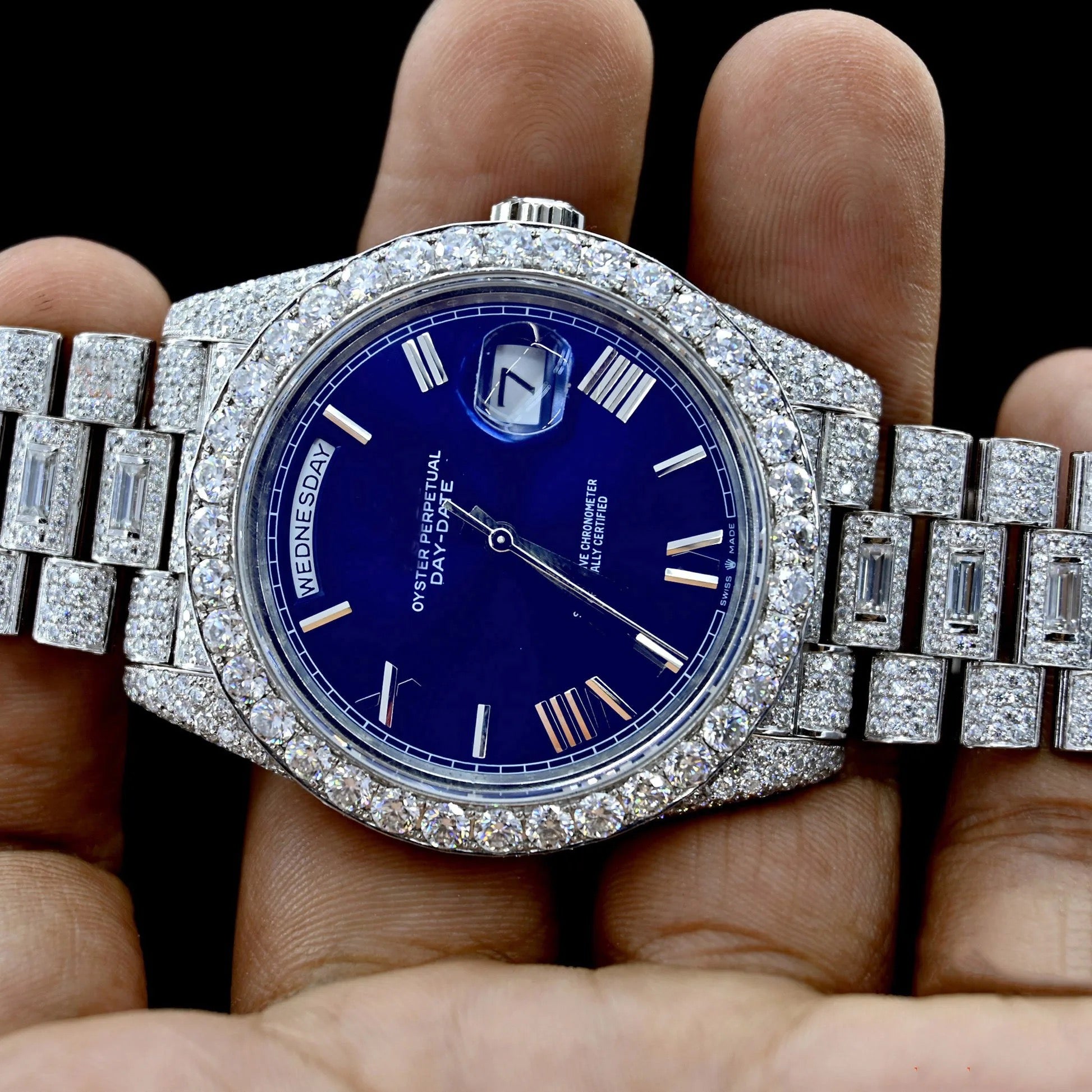 Reloj Presidencial Blue Full Diamond Moissanita 41MM