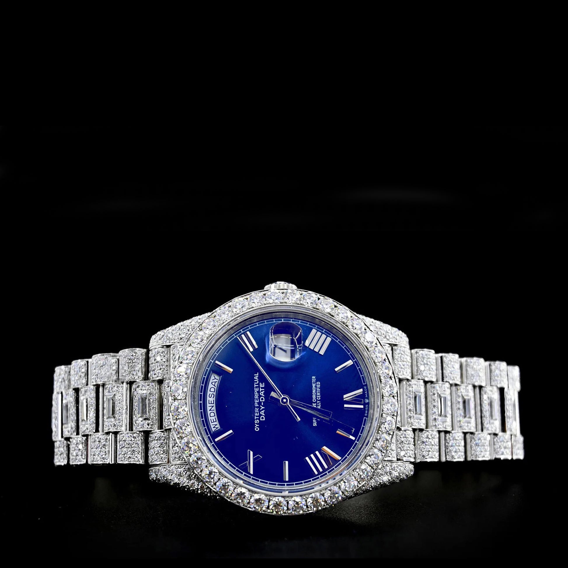 Reloj Presidencial Blue Full Diamond Moissanita 41MM