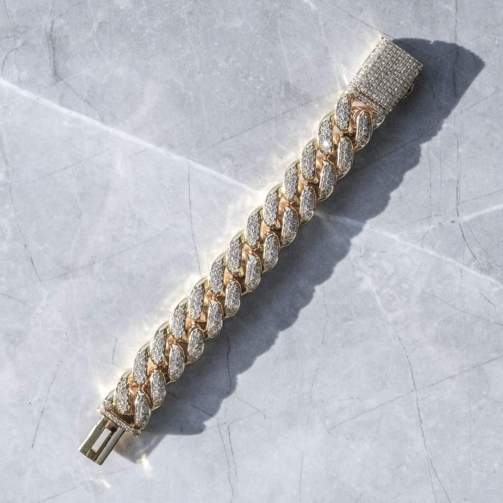 Diamond Cuban Bracelet 19mm - Gold