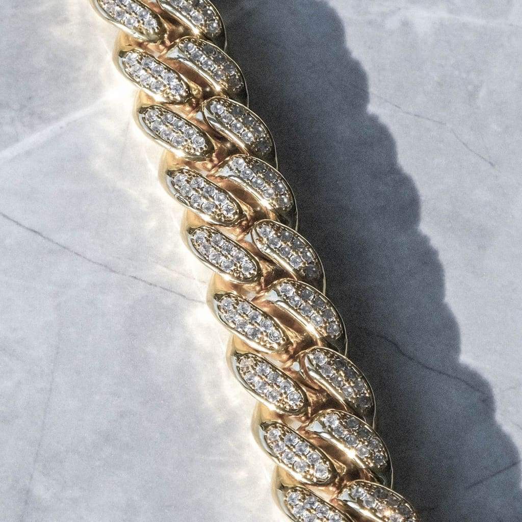 Diamond Cuban Bracelet 19mm - Gold