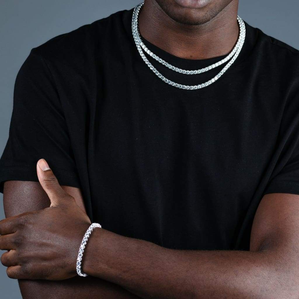 Set of Two Diamond Tennis Chains Tennis Bracelet