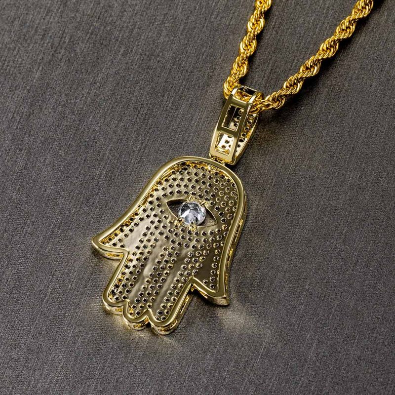 Diamond Hamsa Eye Pendant