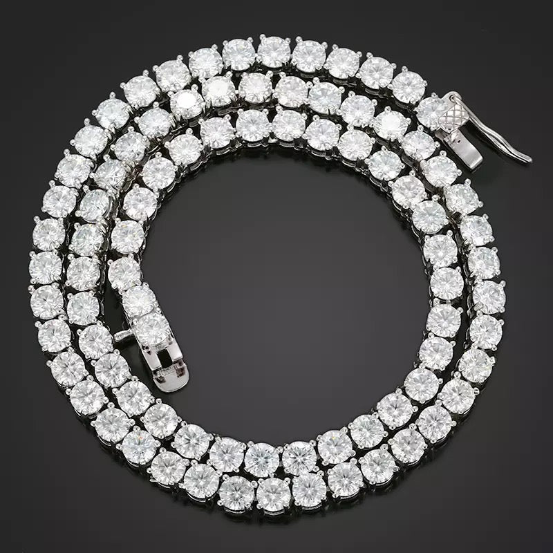 Moissanite Tennis Chain (5mm) Silver