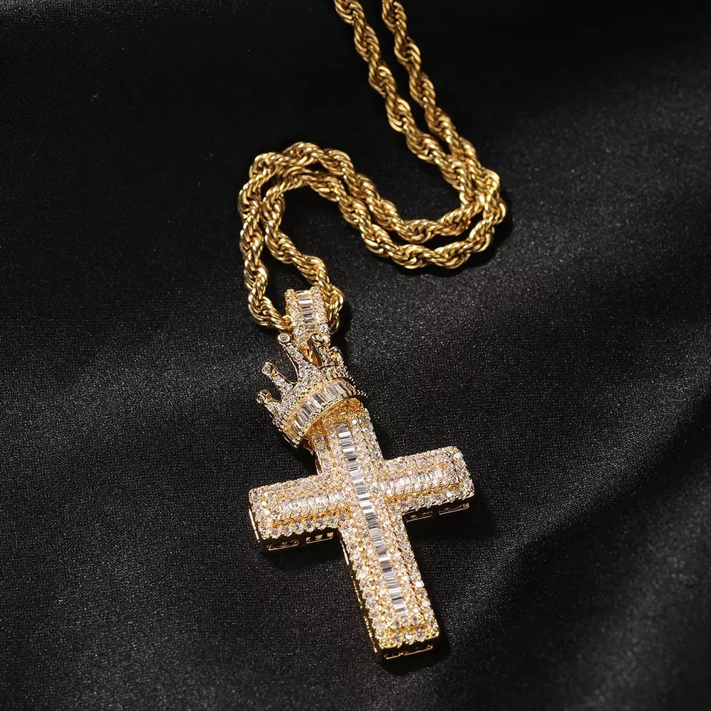 Diamond Crowned Cross Pendant