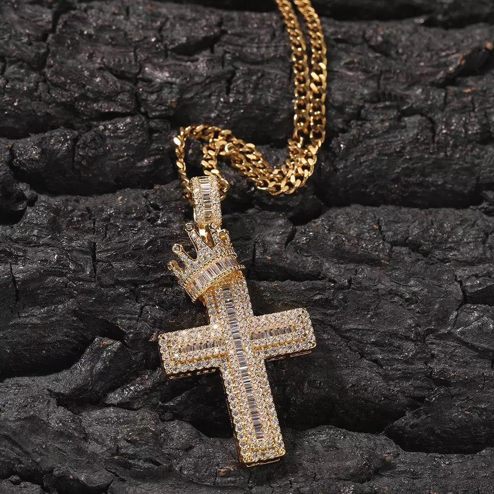 Diamond Crowned Cross Pendant