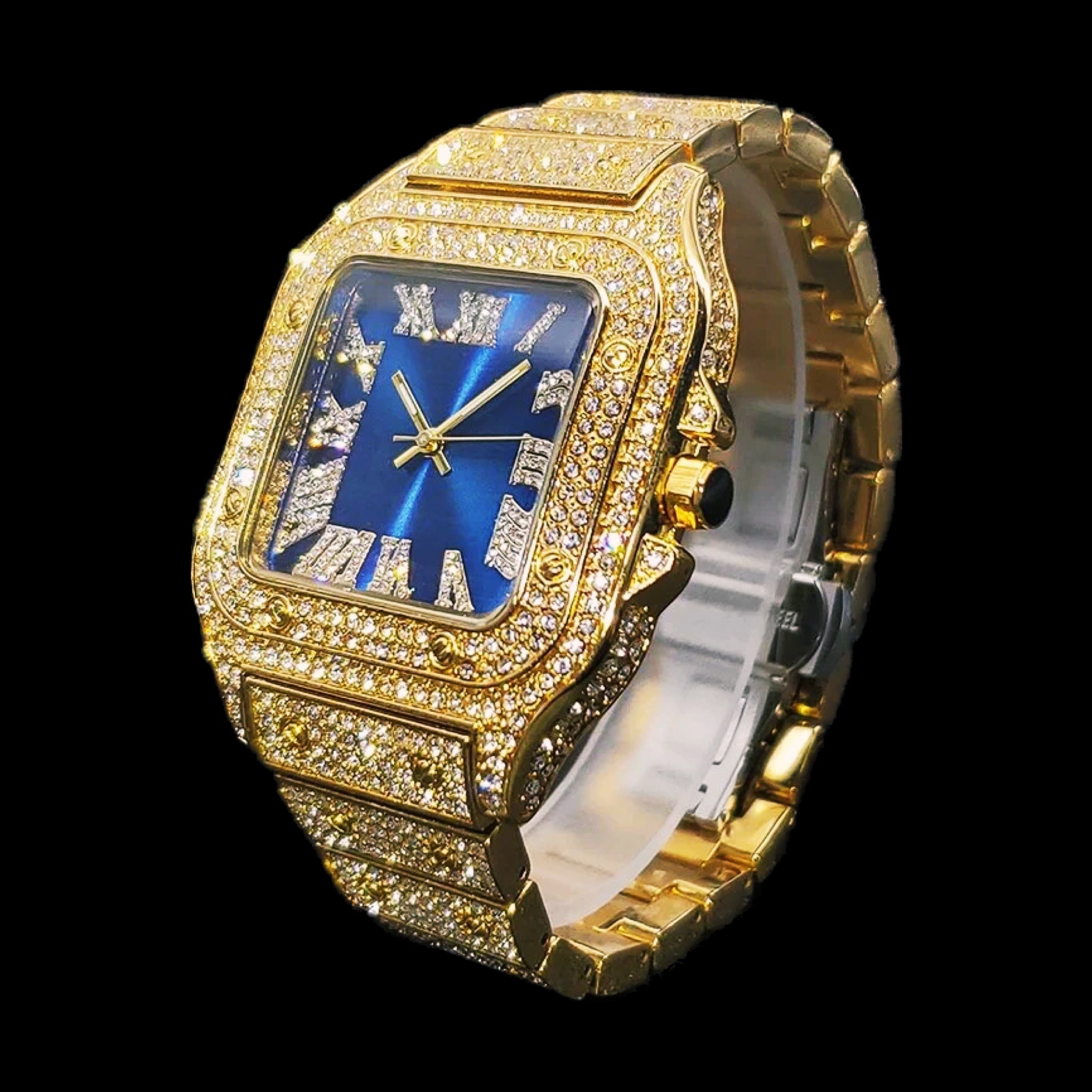 Reloj Monaco Diamantado - Oro & Azul