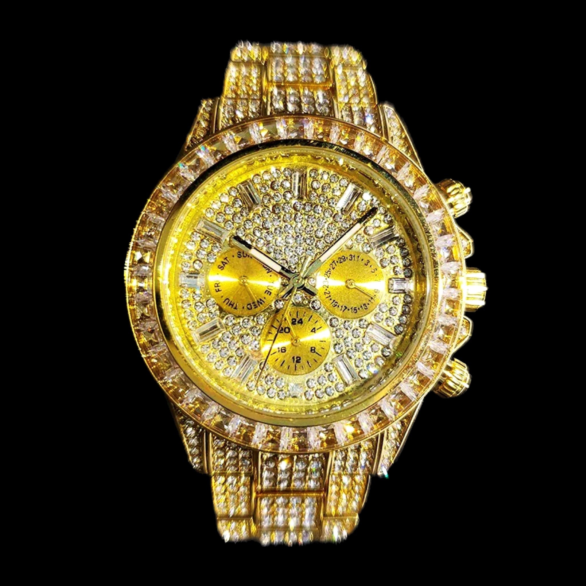 Diamond Chronograph Watch - Gold