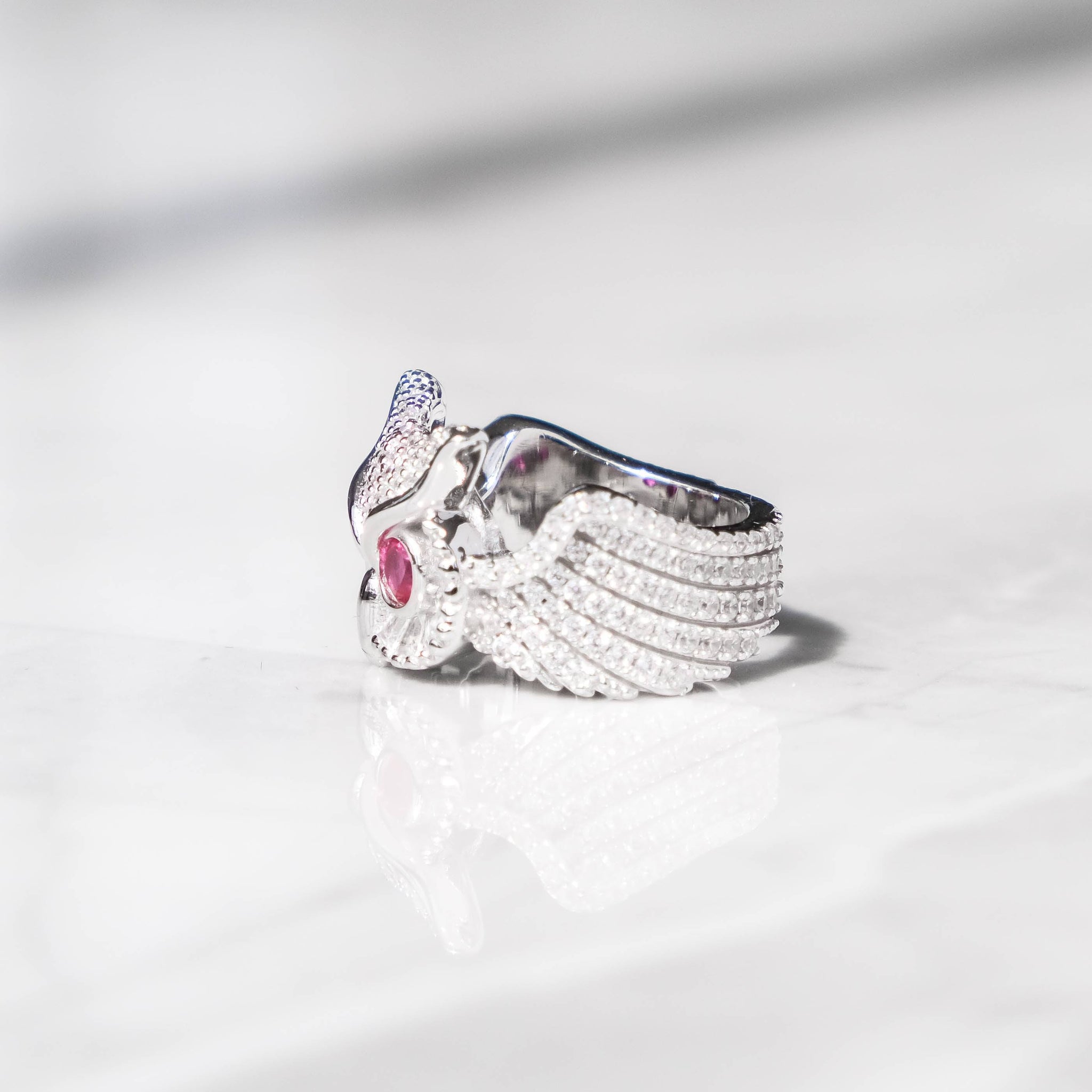 Owl Ring - White Gold