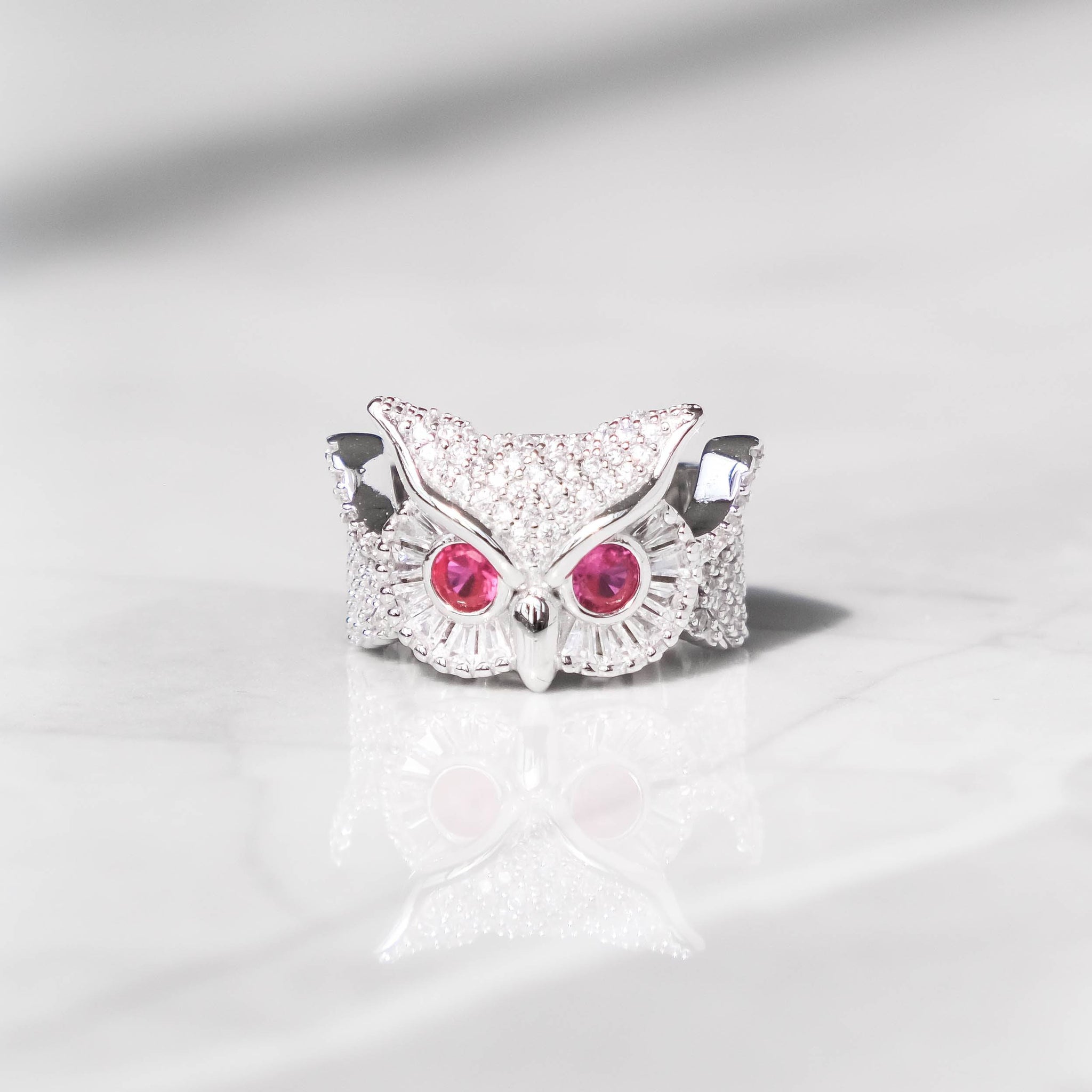 Owl Ring - White Gold